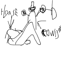 cowboy on tiny horse drawing by martin2439 in Artbitrator