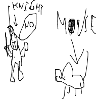 knight afraid of mouse drawing by martin2439 in Artbitrator