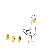 duck leading ducklings drawing by chapa in Artbitrator