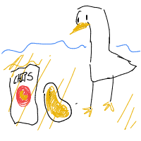 seagull stealing chips drawing by chapa in Artbitrator