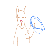 dog catching frisbee drawing by sjs159 in Artbitrator