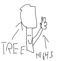 tree giving high five drawing by martin2439 in Artbitrator