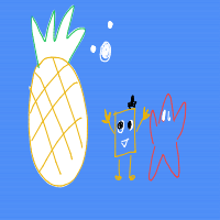 spongebob and patrick next to a pineapple house drawing by player-0hydxxu3s in Artbitrator