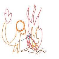 a charmander roasting a marshmallow on a campfire drawing by player-udn56gkm2 in Artbitrator