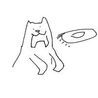 dog catching frisbee drawing by pinkthedino in Artbitrator