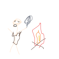 caveman discovering fire drawing by texas13 in Artbitrator