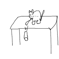 cat knocking things off table drawing by msc26 in Artbitrator