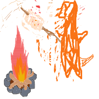 a charmander roasting a marshmallow on a campfire drawing by player-xyypipvkc in Artbitrator