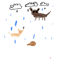 raining cats and dogs drawing by officialsoulz in Artbitrator