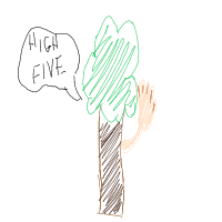 tree giving high five drawing by agaming48 in Artbitrator