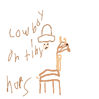 cowboy on tiny horse drawing by drawing12345 in Artbitrator