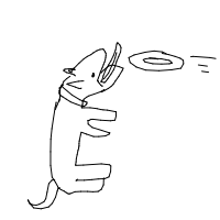 dog catching frisbee drawing by gentoxic in Artbitrator