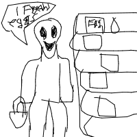 alien at grocery store drawing by emma_c in Artbitrator