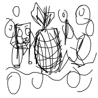 spongebob and patrick next to a pineapple house drawing by player-7m23f49v8 in Artbitrator