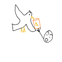 seagull stealing chips drawing by dutifuldrawer in Artbitrator