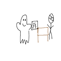 ghost at job interview drawing by dutifuldrawer in Artbitrator