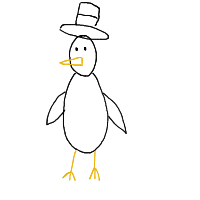 penguin with a hat drawing by arthsid in Artbitrator