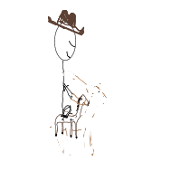 cowboy on tiny horse drawing by slipperyeel in Artbitrator