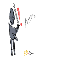 knight afraid of mouse drawing by slipperyeel in Artbitrator