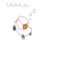 goldfish driving car drawing by slipperyeel in Artbitrator
