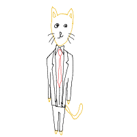 cat wearing suit drawing by slipperyeel in Artbitrator