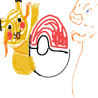 pikachu battling a charizard drawing by player-u0fdhkcxq in Artbitrator