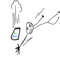 catching falling phone drawing by slipperyeel in Artbitrator