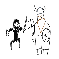 ninja vs viking drawing by slipperyeel in Artbitrator