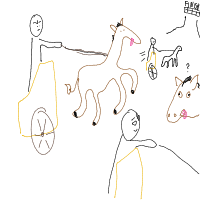 chariot race drawing by slipperyeel in Artbitrator