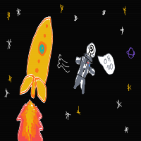 astronaut floating away drawing by slipperyeel in Artbitrator