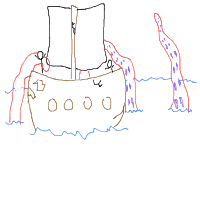 kraken attacking ship drawing by larnlea22 in Artbitrator