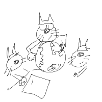 cats planning world domination drawing by flea in Artbitrator
