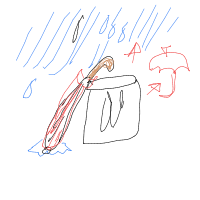 umbrella in rain drawing by flea in Artbitrator