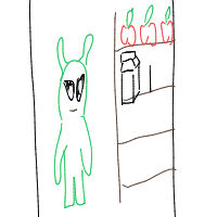 alien at grocery store drawing by ssss in Artbitrator