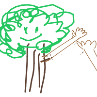 tree giving high five drawing by minimin in Artbitrator