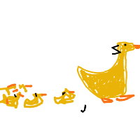 duck leading ducklings drawing by minimin in Artbitrator