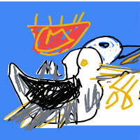 seagull stealing chips drawing by minimin in Artbitrator