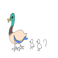 duck leading ducklings drawing by inkypetals in Artbitrator