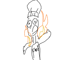 chef on fire drawing by evaevaevaeva in Artbitrator