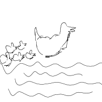 duck leading ducklings drawing by nullshade in Artbitrator