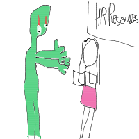 zombie job interview drawing by mwresia in Artbitrator