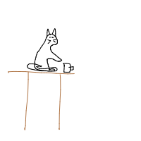 cat knocking things off table drawing by ferret in Artbitrator