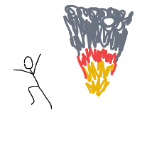 walking away from explosion drawing by hyahoo in Artbitrator