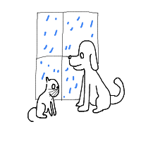 raining cats and dogs drawing by hyahoo in Artbitrator