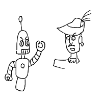 pirate vs robot drawing by hyahoo in Artbitrator