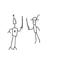 pirate vs robot drawing by hyahoo in Artbitrator