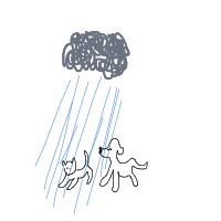 raining cats and dogs drawing by hyahoo in Artbitrator