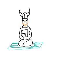 viking at yoga class drawing by hyahoo in Artbitrator