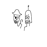 pirate vs robot drawing by hyahoo in Artbitrator