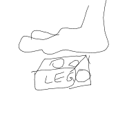 stepping on lego drawing by paintdemon in Artbitrator